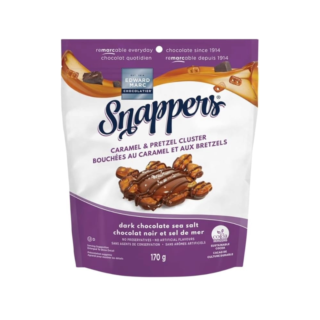Snappers Caramel & Pretzel Cluster Dark Chocolate Sea Salt 170g