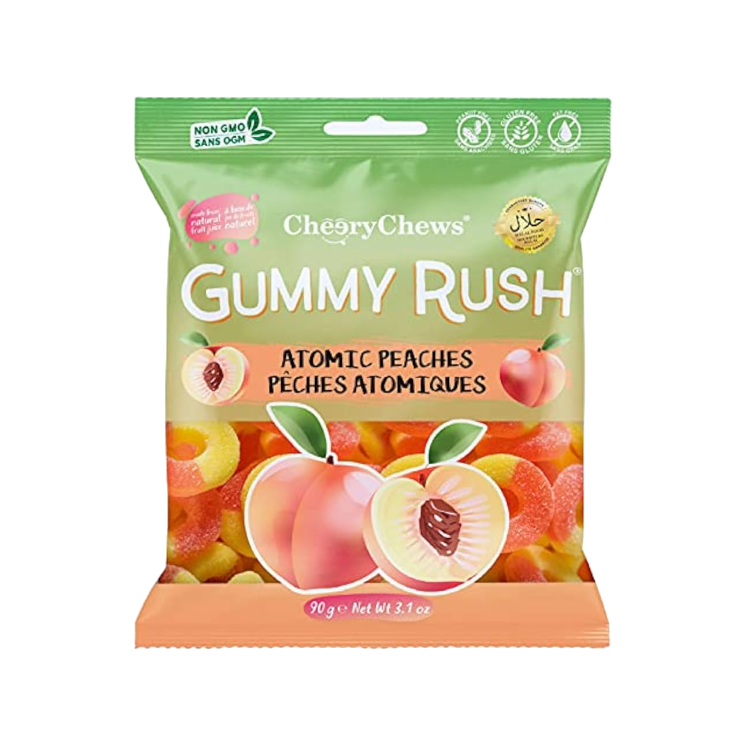 Gummy Rush Cheery Chews Atomic Peaches 90g