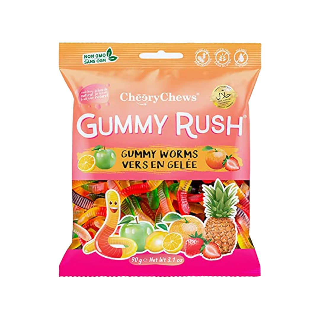 Gummy Rush Cheery Chews Gummy Worms 90g