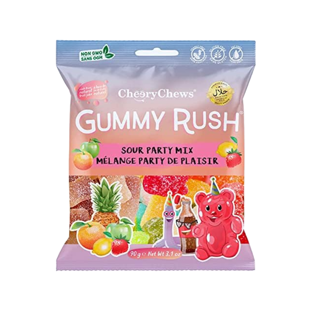 Gummy Rush Cherry Chews Sour Party Mix 90g